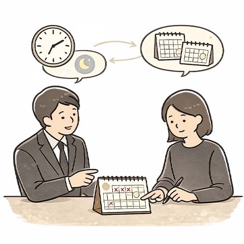 通夜・告別式(2日間)の日程調節ができる方