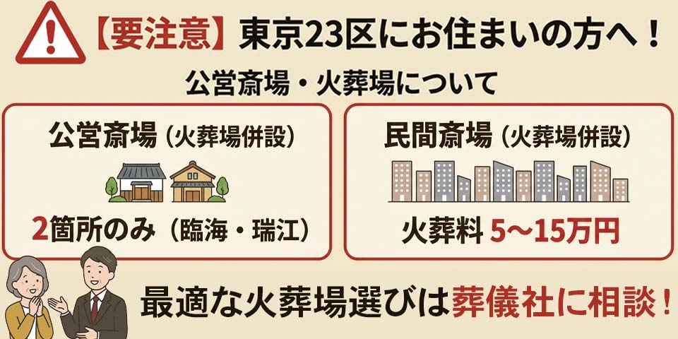 東京23区で安い葬儀を行うための公営斎場と民間斎場の違いと注意点